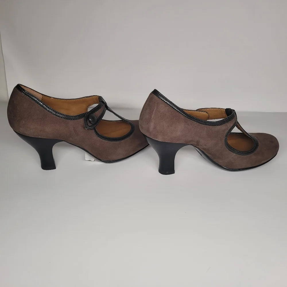 Sofft Women’s Vasta Mary Jane T Strap Kitten Heels Size 7.5 Nimbus Grey/Charcoal - Picture 6 of 11